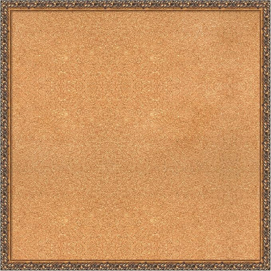 Amanti Art Natural Cork Board for Wall, 30x30 Vision Board with Bronze Frame, Large Corkboard Office Decor for Home Organization, Traditional Corkboard Pinboard to Display Items for Home Organization