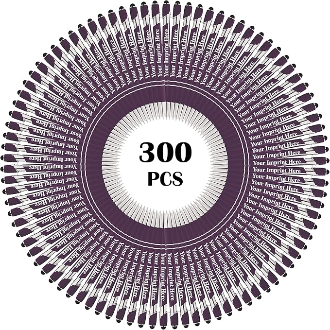 Up to 500 Pcs Custom Pens Bulk | Rainbow of Colors | Soft-Touch Metal Black Ink Personalized with Name or Message (Purple, 300 pcs)