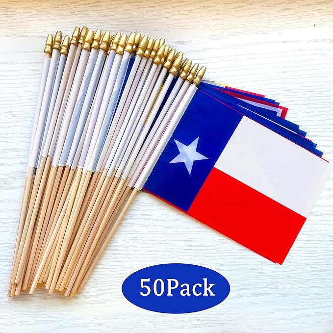 WEITBF Small Mini US 50 State Flags on Wood Stick for Classroom Desk Decorations,5 x 8 Inches