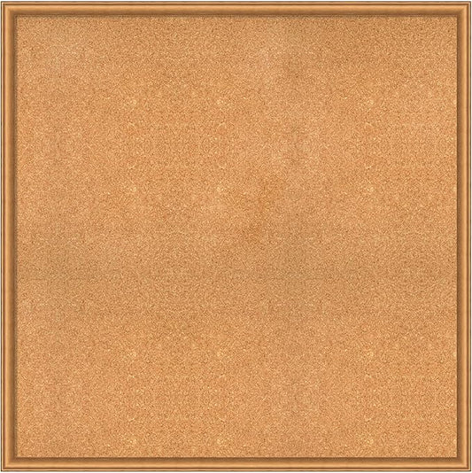 Amanti Art Natural Cork Board for Wall, 38x38 Vision Board with Bronze Frame, Oversize Corkboard Office Decor for Home Organization, Casual Corkboard Pinboard to Display Items for Home Organization