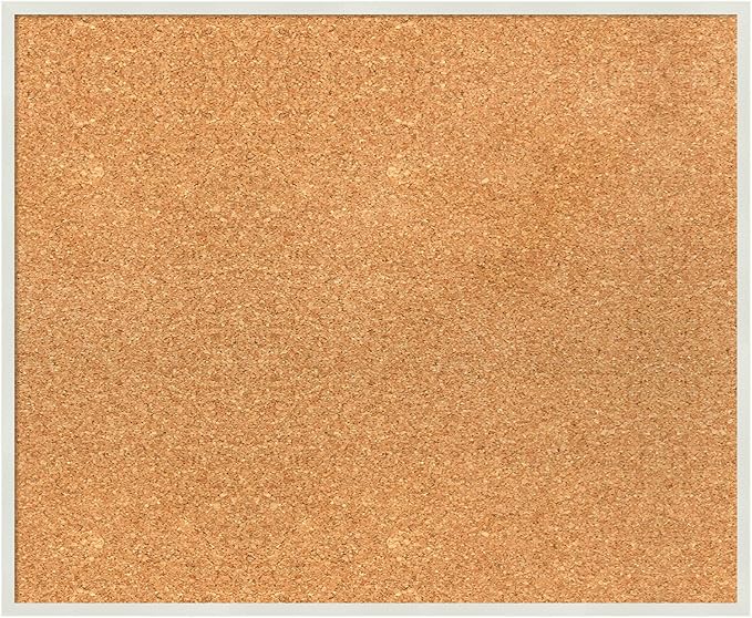 Amanti Art Natural Cork Board for Wall, 19x23 Vision Board with White Frame, Medium Corkboard Office Decor for Home Organization, Modern Corkboard Pinboard to Display Items for Home Organization in