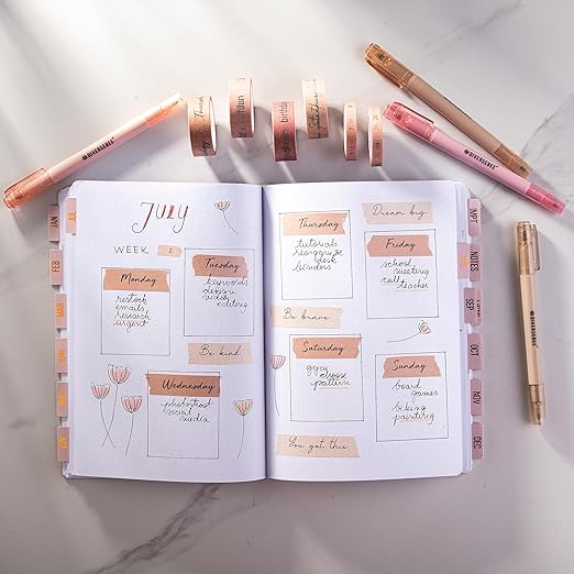 DIVERSEBEE Pastel Washi Tape Set, 5 Rolls Decorative Scrapbook Tape, Cute Craft Tape, Scrapbooking Bullet Journal Supplies, Bible Journaling, Planner Accessories, Gift Wrap Tape (Planner)