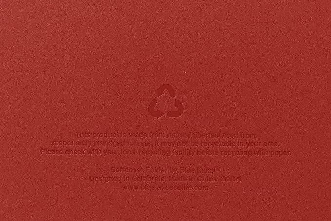 Blue Lake ECOLIFE Recyclable Paper 6-Pockets Expanding File Document Folder Plastic Free, Accordian File Organizer - A4 Letter Size, 200 Sheet Capacity for School, Office, Home Ruby