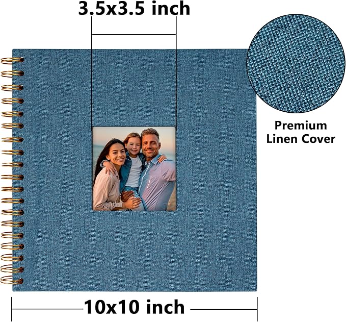 Vienrose Scrapbook 10x10 Inch Hardcover Kraft White Pages DIY Scrapbook Photo Album Linen Cover Scrap Book Photo Albums Scrapbooking Supplies Kit for Couple Family Wedding Travel