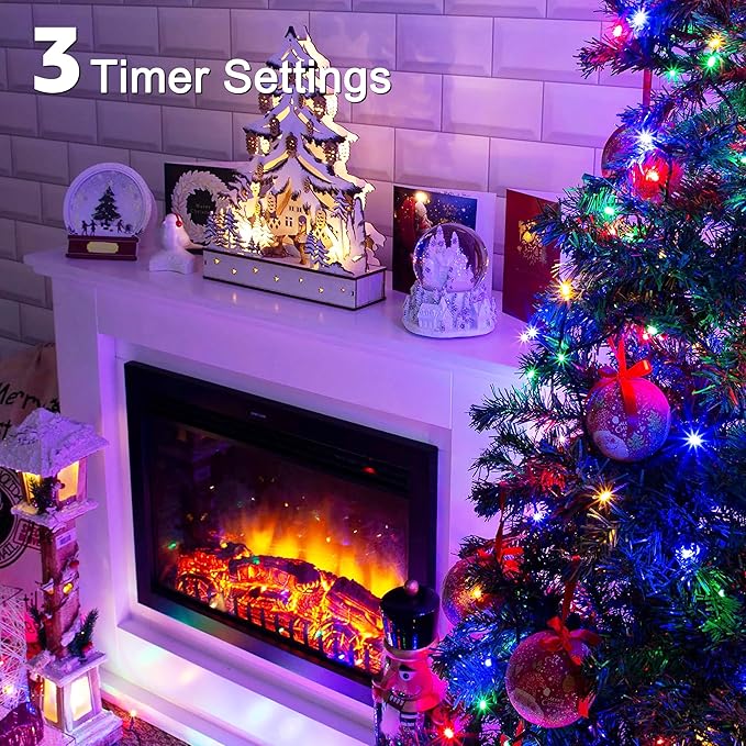 197FT 600 LED Christmas Lights Outdoor, Christmas Tree Lights Plug in, 8 Modes Twinkle String Light for Outside Bedroom Wedding Party Ceiling Xmas Home Decorations (Multicolored)