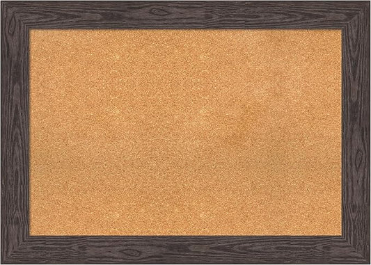 Amanti Art Natural Cork Board for Wall, 30x42 Vision Board with Black Wood Frame, Large Corkboard Office Decor for Home Organization, Rustic Farmhouse Corkboard Pinboard to display items for home