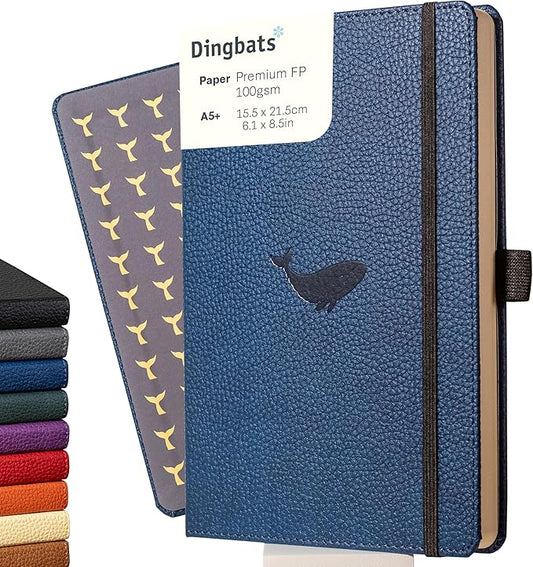 Dingbats* Wildlife Plain Writing Journal Notebook A5 - Vegan Leather Hardcover - Ideal for Work, Travel - Pocket, Elastic Closure, & Bookmark