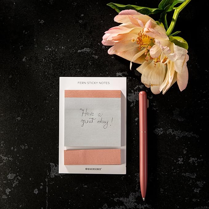 DiverseBee Pastel Sticky Notes Set, Cute Sticky Notes, Aesthetic Self-Stick Note Pads, Sticky Tabs, Page Flags, Planner Accessories, Journaling Office School Bible Study Supplies (Fern)