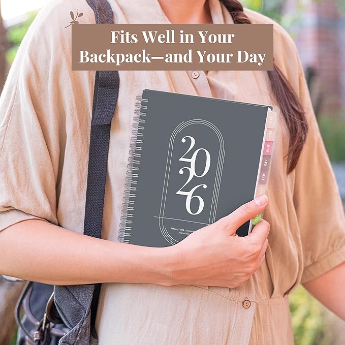 Rileys 2026 Planner, Agenda Planner With Weekly And Monthly View, Daily Agenda Book And Yearly Planners Calendar Book, Spiral Bound With Tabs, Notes, Goals And Holidays (Black, 8 x 6 in)