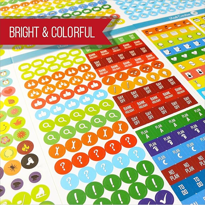 Vladi Creative Small Icons Productivity Boosting & Stay Focused Planner Stickers - 2210 pcs / 14 Sheets Mini Icons Value Pack - Planner Accessories - Perfect for Calendars, Journals, & Scrapbooking