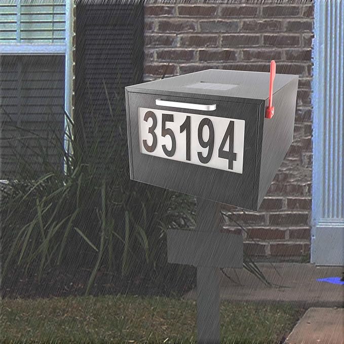 Black Post Mount Mailbox - 2 Lighting Modes Solar Numbers Light Large Capacity Infrared Sensor Illuminated at Night - Iron Numbers Mail Box Outdoor
