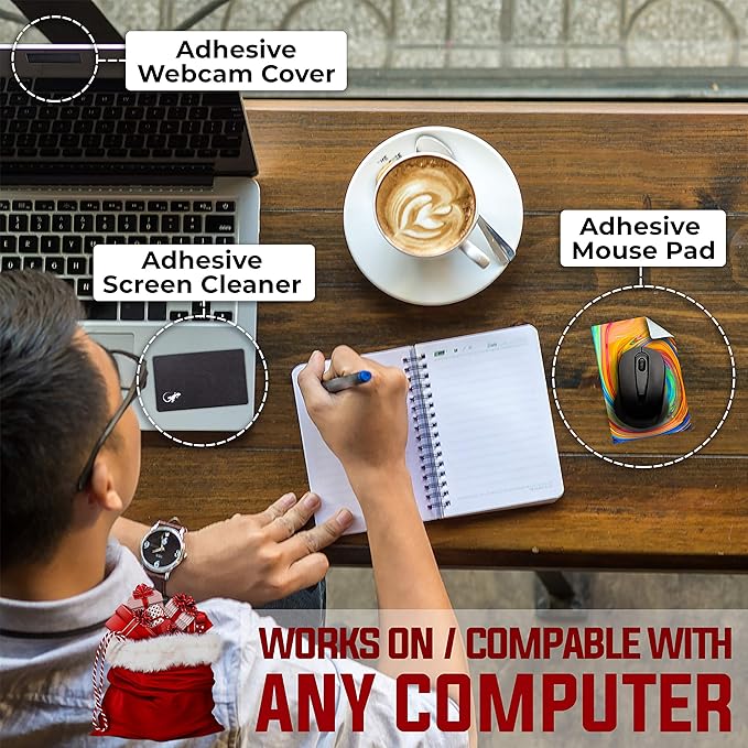 Mouse Pad Adhesive Bottom - Sticks to Any Surface - Portable - Webcam Covers and Screen Cleaner Included (Color Swirl)