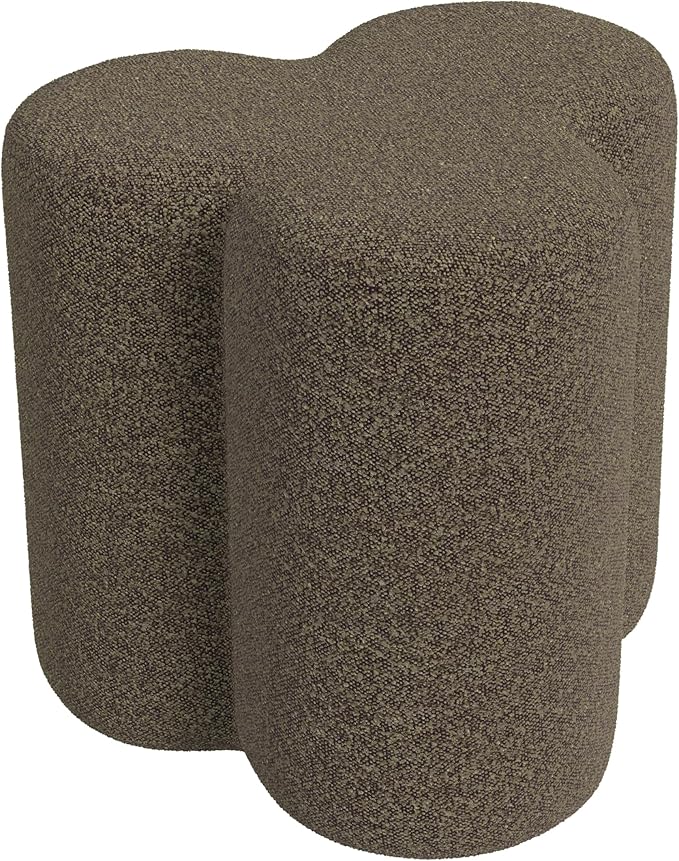 HomePop Upholstered Clover Shaped Ottoman Home Décor|Foot Rest Ottoman - Dark Brown Boucle