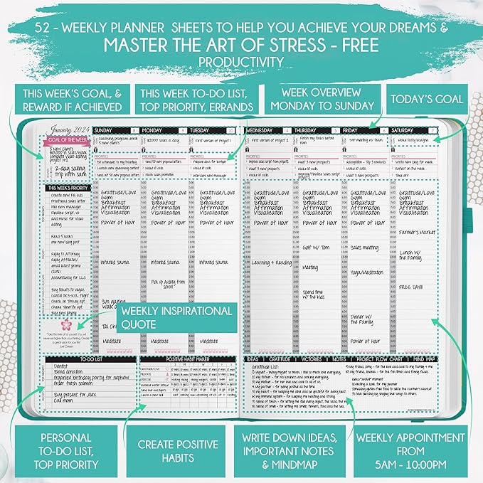 2026 Planner Weekly and Monthly | Law of Attraction Planner with Panduo App | A 12 Month Journey for Productivity, Gratitude & Goal Setting | Includes Foldable Vision Board, Gift Box & Stickers