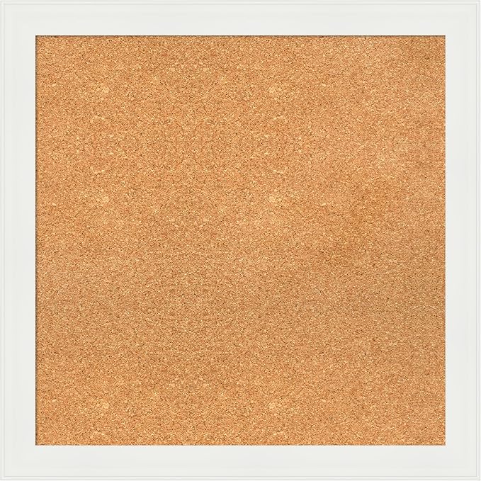 Amanti Art Natural Cork Board for Wall, 27x27 Vision Board with White Frame, Medium Corkboard Office Decor for Home Organization, Casual Corkboard Pinboard to Display Items for Home Organization in