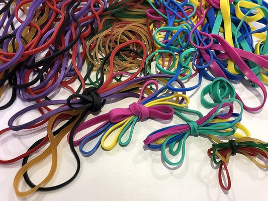Rubber Bands Assorted Dimensions(#64+#33+#16+#117b), 1/4 lb, Colorful Non Latex Rubber Band Bulk Sturdy Stretchable, Elastic Bands for Office Files Bank Money Arts Crafts Document