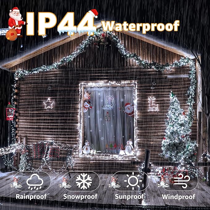 1200 LED 59 FT Cluster Lights, White Christmas Tree Lights 8 Modes Timer Remote, Waterproof String Lights for Indoor Outside Garland Xmas Decorations