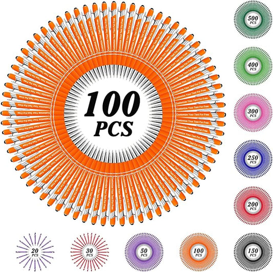 Max 500 Pcs Personalized Pens Bulk, Custom Pens with Free Engraving, Customized Stylus Tip Ballpoint Pen with Your Name Massage Text for School Office Business Graduation Anniversaries-100 Packs
