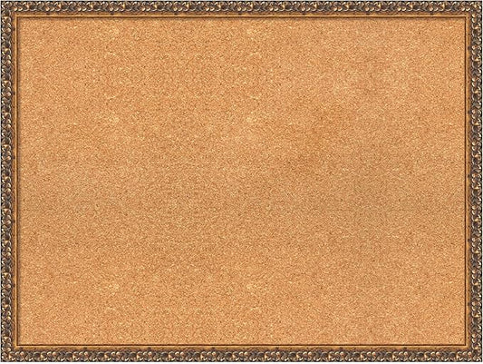 Amanti Art Natural Cork Board for Wall, 24x32 Vision Board with Bronze Frame, Large Corkboard Office Decor for Home Organization, Traditional Corkboard Pinboard to Display Items for Home Organization