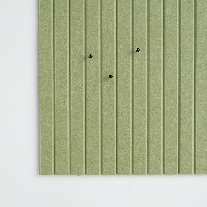 Large Cork Boards for Walls Black Felt Alternative - Slat Wall Paneling, Bulletin Board Tiles for Home Decor, Push Pin Corkboard Organizer for Office or Classroom-12-Pack Panel Kit (Avocado)