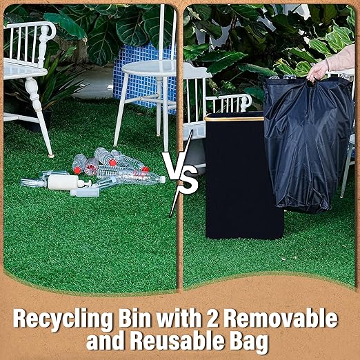 efluky Recycling Bin for Kitchen 26 Gallon, 100L Recycle Bin with 2 Removeable and Reusable Inner Bag, Large Recycling bin with lid for Bottle Can Plastice Stickers (Black)