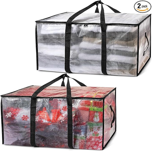 ClearSpace Oversized Moving Bags or Storage Bag – Large Moving Boxes with Backpack Straps, Zippers & Handles – Heavy-Duty Packing Bags for Moving, College Dorm, Christmas Decorations, 2 Pack