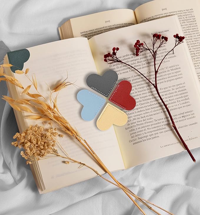 12 PCS Leather Bookmarks for Women with Heart Shape, Cute Corner Bookmark, Book Accessories for Reading Lovers, Book Markers for Women, Bookmarks for Book Lovers by HNQCPCVU (12PCS Heart)