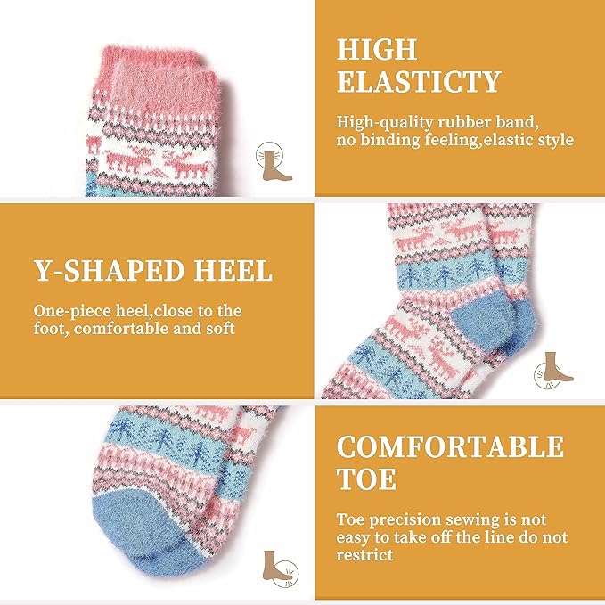 5 Pairs Fuzzy Soft Cozy Comfortable Socks for Women, Casual Sleep Comfy Socks, Perfect Warm Winter Gifts for Women