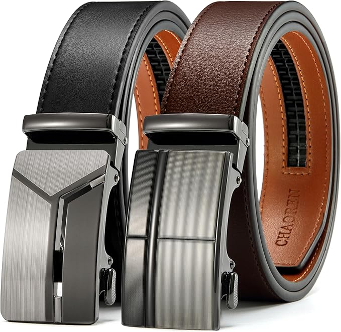 CHAOREN Leather Ratchet Belt Men 2 Pack - Customizable Fit, Effortless Style (35mm)
