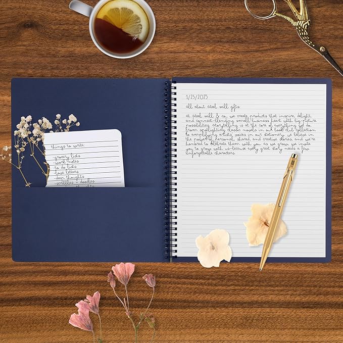 Steel Mill & Co Cute Large Spiral Notebook College Ruled, 11" x 9.5" with Durable Hardcover and 160 Lined Pages (Retro Stripe)