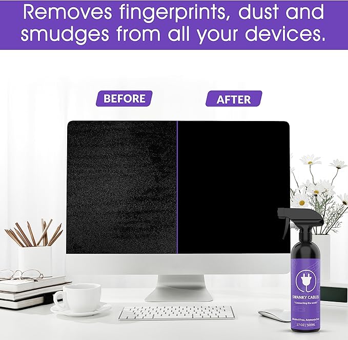 Swanky Screen Cleaner Kit: 6-Pack Microfiber Cloths & Electronic Cleaner Spray for TV, iPad, iPhone, Monitor & Laptop (17 Oz)