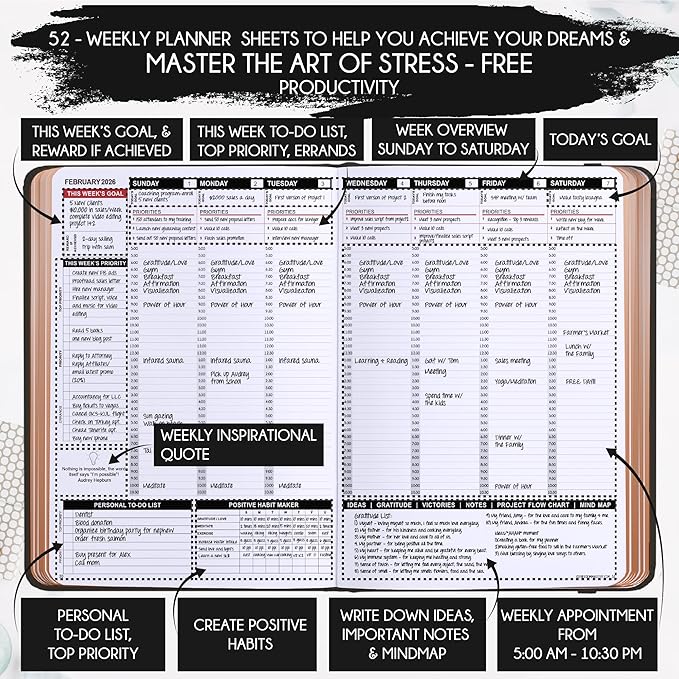 2026 Planner Weekly and Monthly | Law of Attraction Planner with Panduo App | A 12 Month Journey for Productivity, Gratitude & Goal Setting | Includes Foldable Vision Board, Gift Box & Stickers
