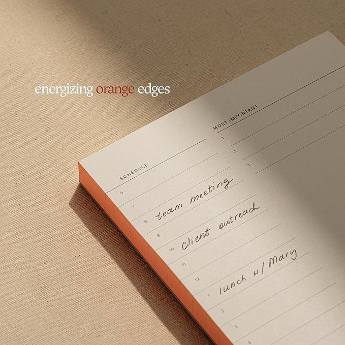 Daily and Weekly To-Do List Notepad – Desk Pad for Work and Study, Orange, 8x6 Inches