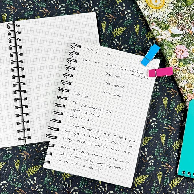 A5 Graph Paper Spiral Notebook 8.5" x 5.7"-4 Pack Grid Notebook Hardcover Notebook 120 Pages 100 GSM Thick Graphing Paper Notebook Hardcover Journal for School, Office, Artist Writing/Drawing