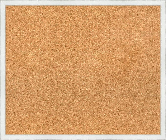 Amanti Art Natural Cork Board for Wall, 21x25 Vision Board with White Frame, Medium Corkboard Office Decor for Home Organization, Country Rustic Corkboard Pinboard to Display Items for Home