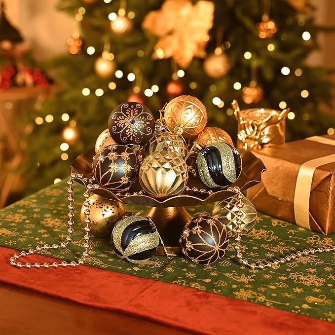 Valery Madelyn Christmas Ornaments Set, 30ct 2.36 Inches Blue and Gold Shatterproof Christmas Tree Decorations Ball Ornaments Bulk, Luxury Hanging Ornaments for Xmas Holiday Party Decor