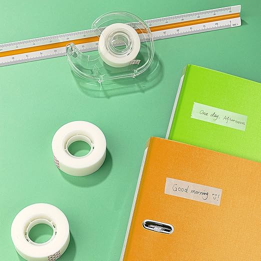 Amazon Basics Tape Dispenser with Refill Rolls - 3/4" x 650" (18 yds), 6 Pack, Matte Finish