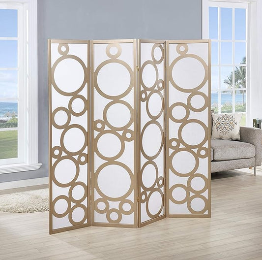 NicBex Room Divider 4 Panel Room Dividers with Circle Pattern Partition Room Dividers and Folding Privacy Screens Wall Divider for Home, Office, Room Separation,70" W x 1" D x 70" H, Gold