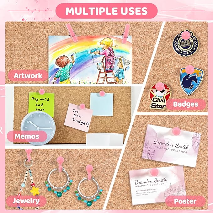 275pcs Pink Push Pins,5 Style Thumb Tacks, Decorative Push Pins, Cute Thumb Tacks for Bulletin Boards, Wall, Maps, Cork Board, Pink Office Supplies, Office Decor