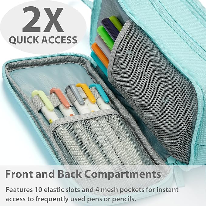 Pencil Case Pouch Box Bag School Supplies Girls Boys Kids, Cute Preppy Stuff Big Capacity Aesthetic Pen Organizer, Back to College Stationary, Eggshell Blue, Extra Large Style, 2300ml