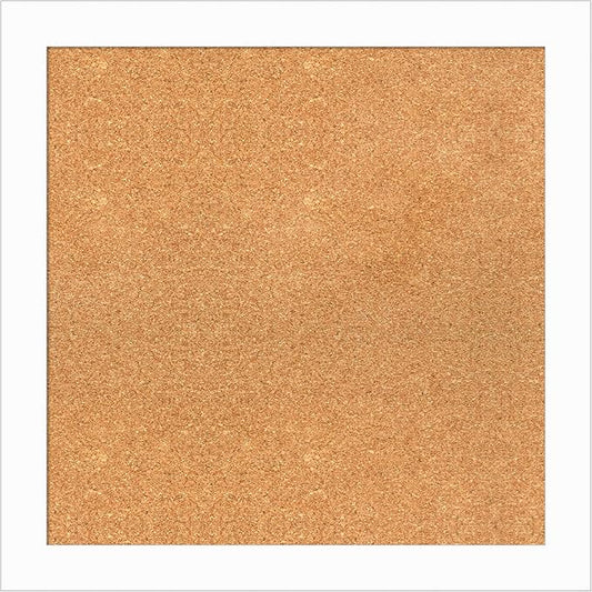 Amanti Art Natural Cork Board for Wall, 25x25 Vision Board with White Frame, Medium Corkboard Office Decor for Home Organization, Casual Corkboard Pinboard to Display Items for Home Organization in