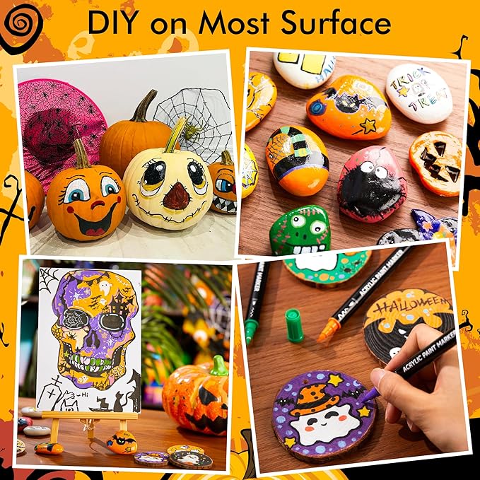 Shuttle Art 48 Colors Dual Tip Acrylic Paint Markers, Brush Tip and Fine Tip Acrylic Paint Pens for Rock Painting, Ceramic, Wood, Canvas, Plastic, Glass, Stone, Calligraphy, Card Making, DIY Crafts