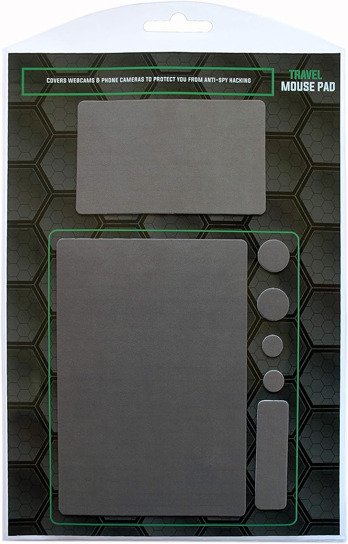 Mouse Pad Adhesive Bottom - Sticks to Any Surface - Portable - Webcam Covers Included (Blank Gray)