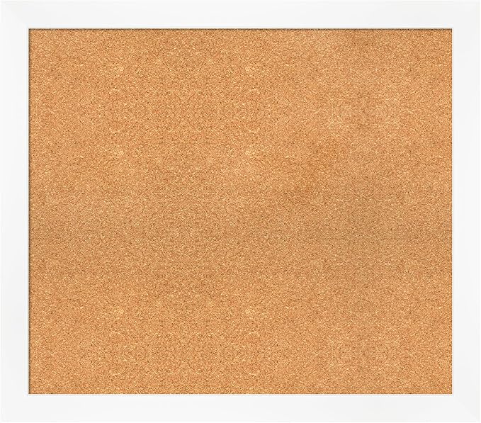 Amanti Art Natural Cork Board for Wall, 29x33 Vision Board with White Frame, Large Corkboard Office Decor for Home Organization, Modern Corkboard Pinboard to Display Items for Home Organization in