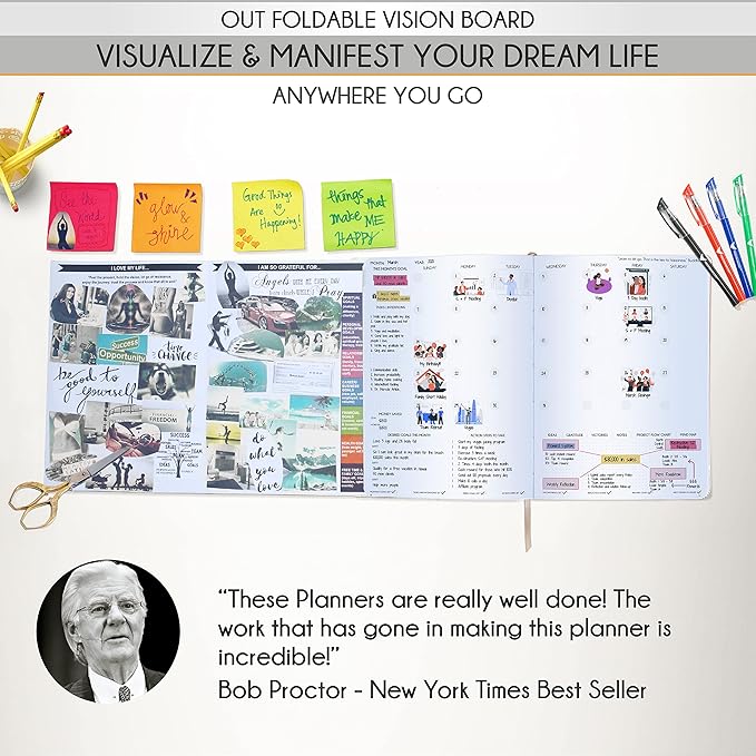 Life Planner - Undated Daily, Weekly & Monthly Planner with Budget Section | A 12 Month Journey to Increase Productivity & Happiness | Life Organizer & Gratitude Journal - Horizontal Format