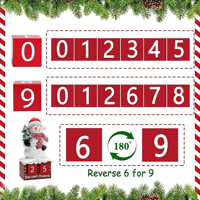 Snowman Statue for Christmas Decorations-Days Until Christmas Countdown Calendar,Xmas Snowman Figurines Decor for Shelf Table Mantel,Winter Holiday Home Decorations Indoor,Xmas Gifts