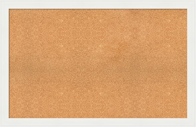 Amanti Art Natural Cork Board for Wall, 29x45 Vision Board with White Frame, Oversize Corkboard Office Decor for Home Organization, Casual Corkboard Pinboard to Display Items for Home Organization in