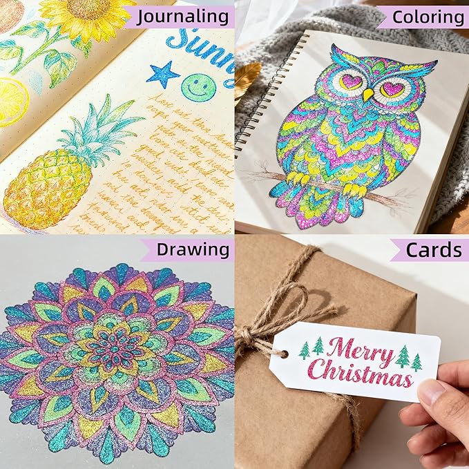 Stocking Stuffers for Teen Girls Boys,12 Colors Retractable Glitter Gel Pens, Metallic Sparkle Gel Pens for Adult Coloring Books,Sparkle Glitter Pens for Drawing Writing Journaling, Christmas Gifts