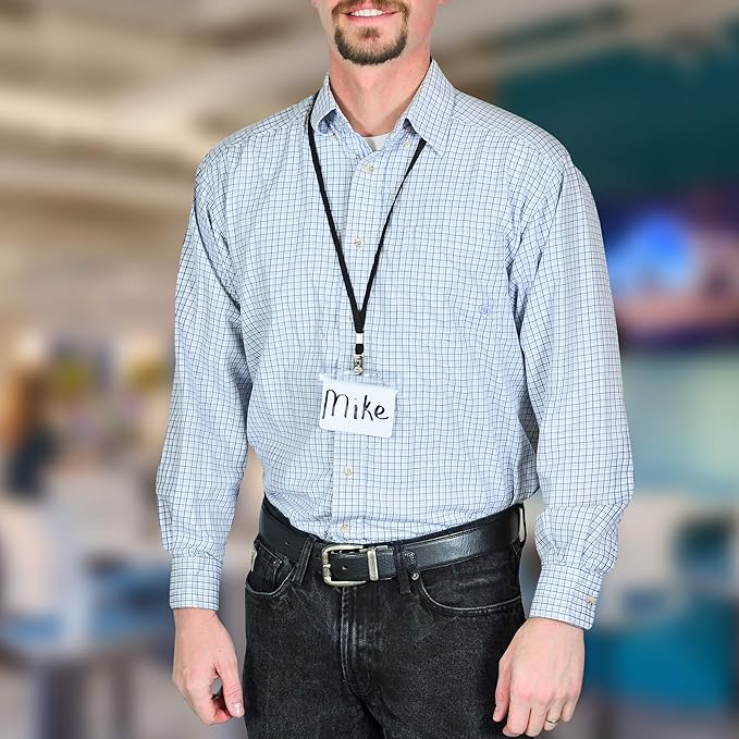 SEE-IT! 330 pcs Make 110 Name Tag Holders with Lanyards and White Insert Cards, Quick Load No Zipper Badge Protector ID Holder Heavy Duty Reusable Business School Church Conference