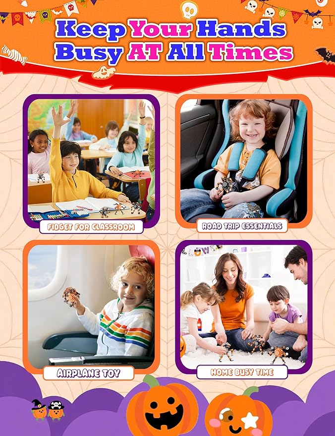 Halloween Toy Gifts for Kids Transformable Fidget Spinners for Adults Stress Relief Sensory Toys for Boys and Girls Fidget Toys Black Orange Halloween Party Decorations